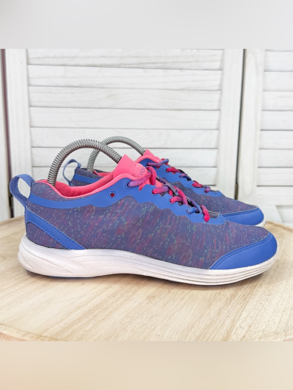 Vionic Agile Fyn Mesh Lace Up Low Top Sneakers Blue Pink Space Dye Size 8 335FYN